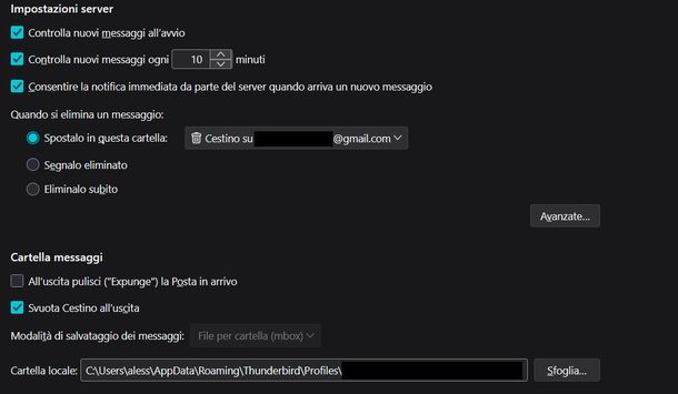 Svuotare cestino Gmail Mozilla Thunderbird Windows