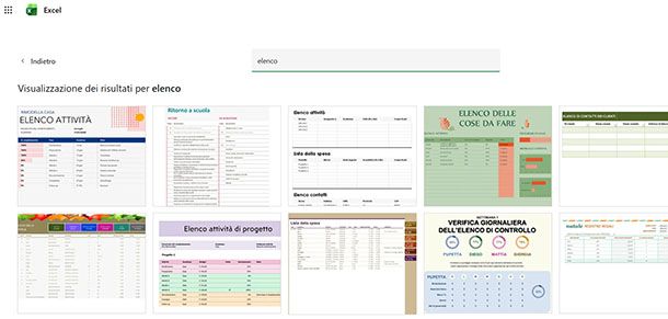 Modelli Excel online