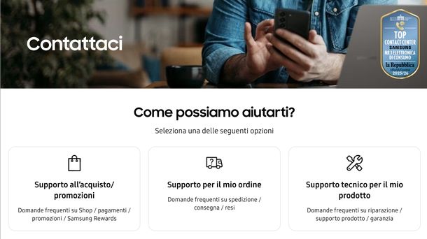 Contattare servizio clienti Samsung