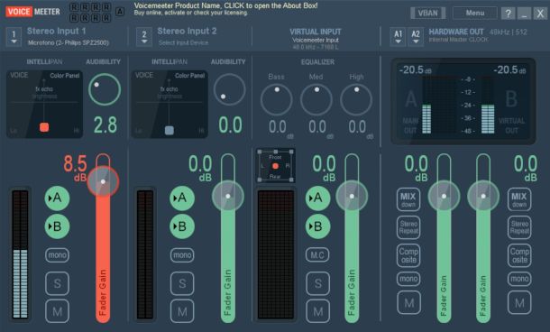 interfaccia Voicemeeter