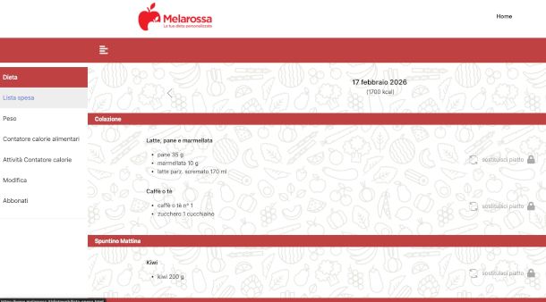 interfaccia Web app Melarossa