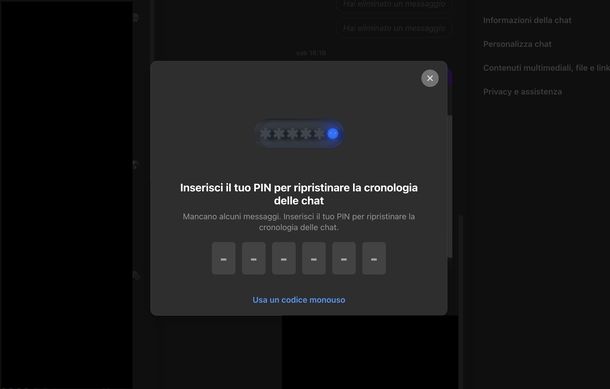 Ripristinare conversazioni crittografate Messenger 