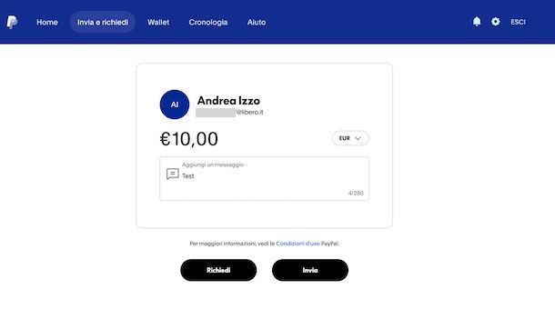 Ricevere soldi su PayPal con email