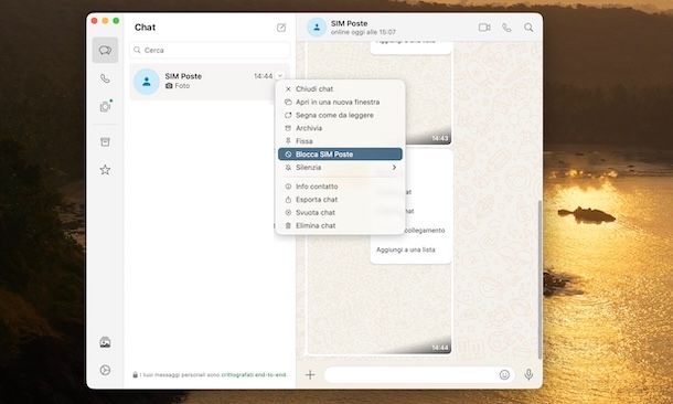 Bloccare una persona su WhatsApp da PC