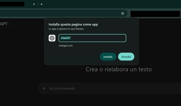 Creare Webapp ChatGPT Google Chrome