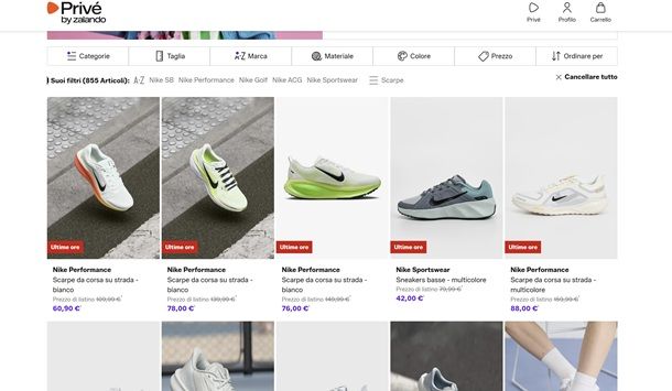 Siti per scarpe Nike