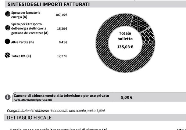 Sintesi bolletta Servizio Elettrico Nazionale