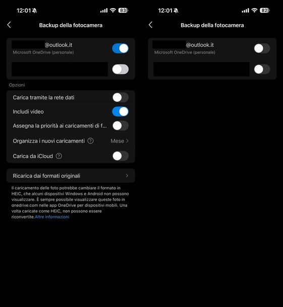Disattivare backup automatico foto video iOS