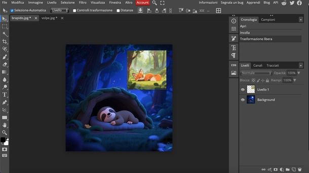 Photopea sovrapporre due foto online