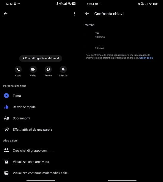 Verificare chat crittografata Messenger Android