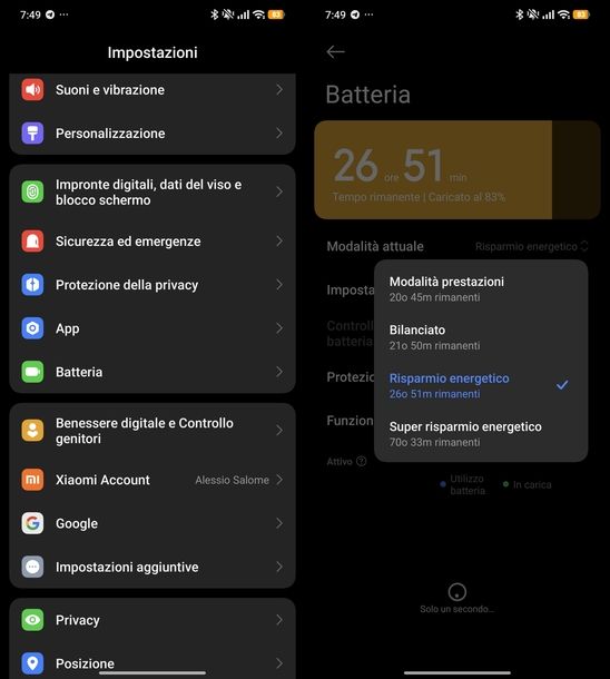 Disattivare risparmio energetico Xiaomi