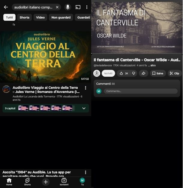 schermate app YouTube