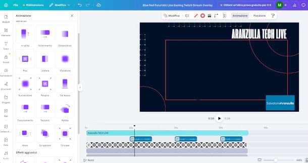 interfaccia di editing Canva