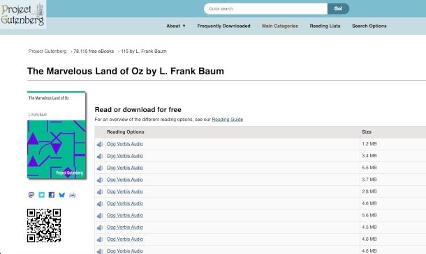 pagina sito Project Gutenberg