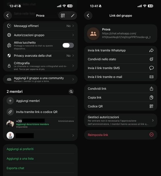 Creare gruppo su WhatsApp con link iOS