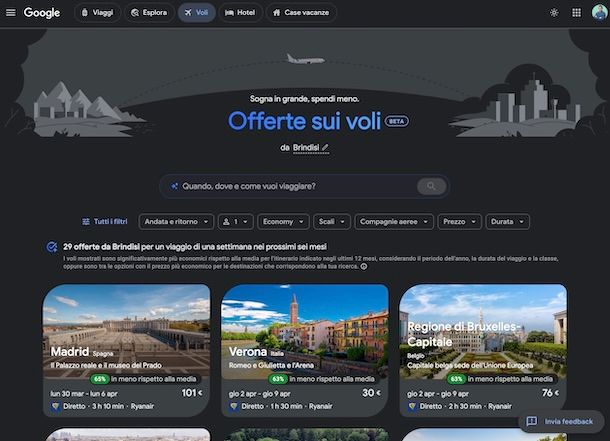 Funzione AI Google Voli