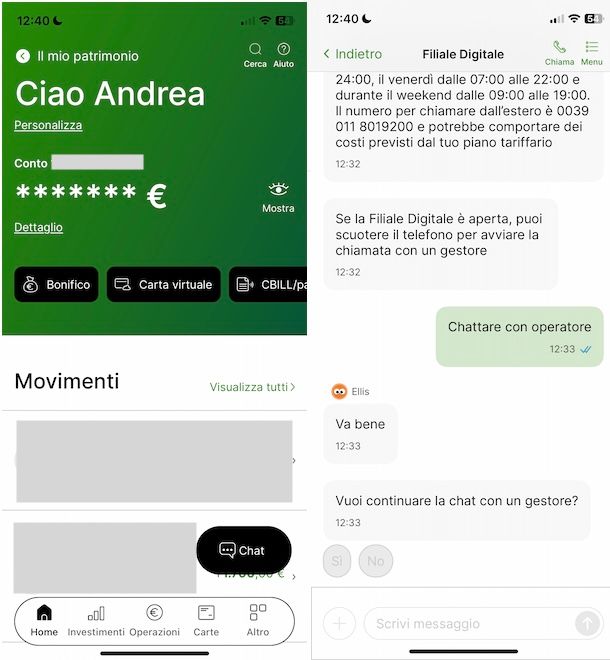 Contattare Intesa Sanpaolo via chat
