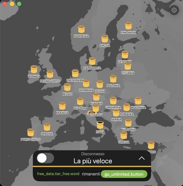 Disattivare VPN TunnelBear macOS