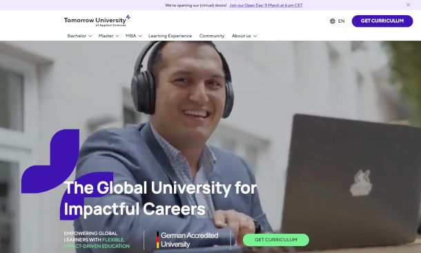 home page sito Tomorrow University