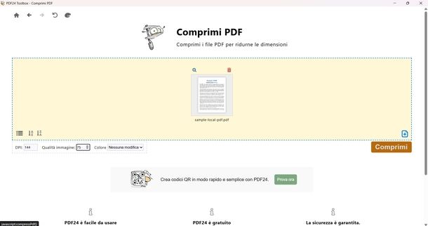 Ridurre dimensioni file PDF PDF24 Creator