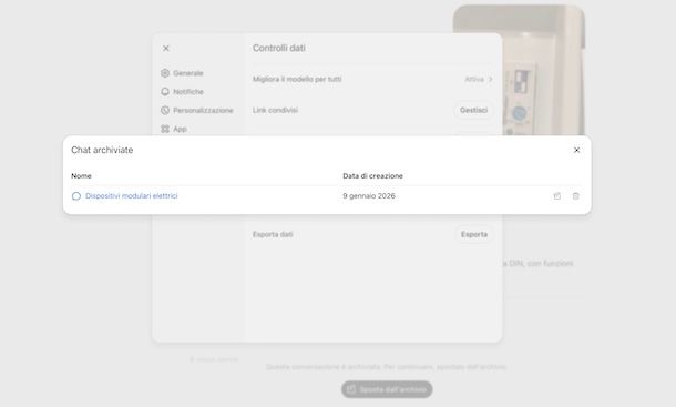 Ripristinare chat archiviate ChatGPT