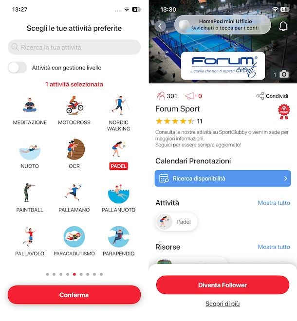 App per prenotare campi padel