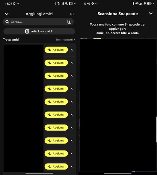 Trovare amici Snapchat Snapcode