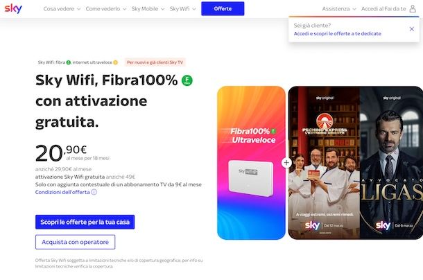 Offerte fibra Sky WiFi