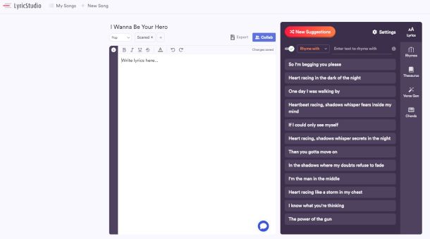interfaccia Web LyricStudio