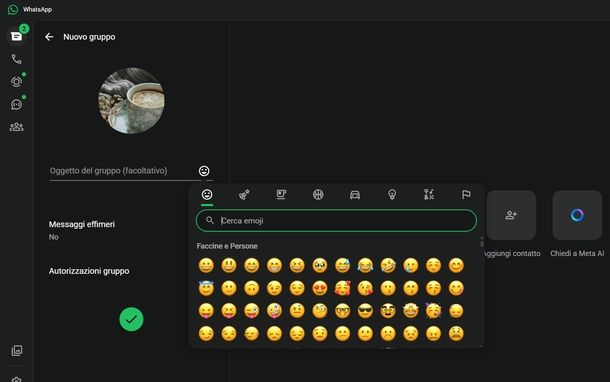 Creare gruppo su WhatsApp Windows
