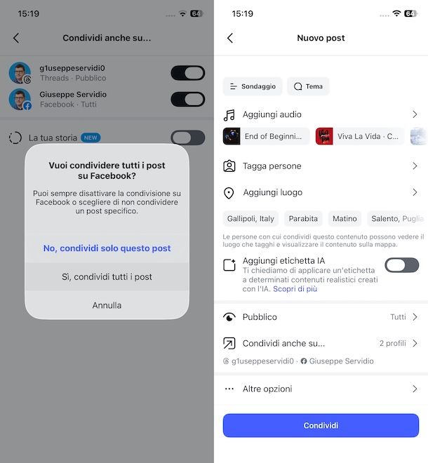 Come condividere un post di Facebook su Instagram