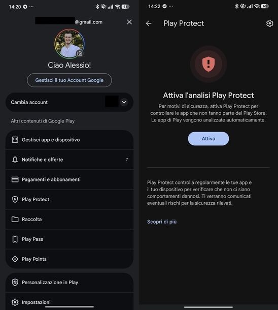 Attivare Google Play Protect Android