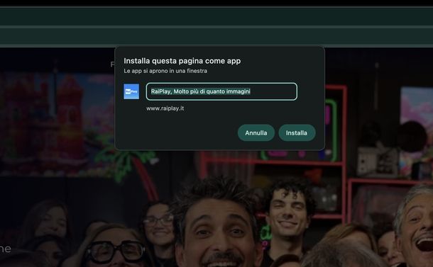 RaiPlay sito PWA macOS