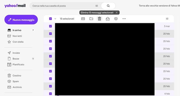 Eliminare tutte email Yahoo Mail Web