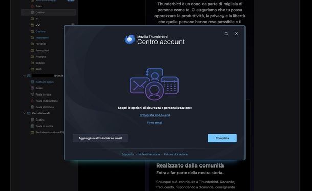 Aggiungere account Alice Mail Mozilla Thunderbird