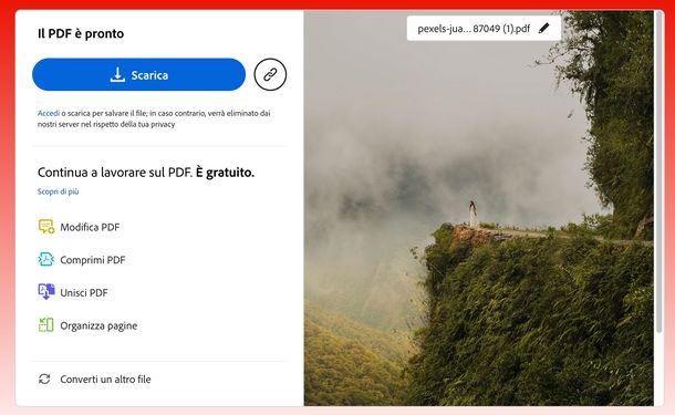 Convertire JPG in PDF Adobe