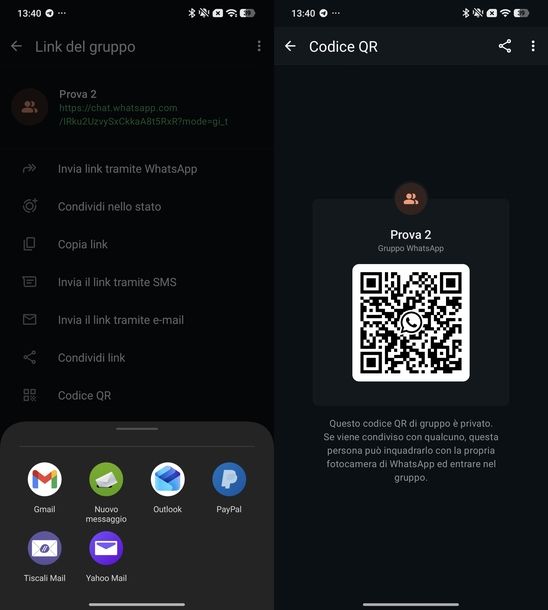 Creare gruppo su WhatsApp con link Android