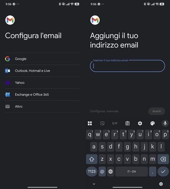 Aggiungere account Alice Mail Gmail Android