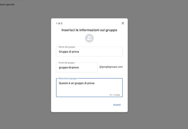 Creare gruppo su Gmail Gruppi Google Web