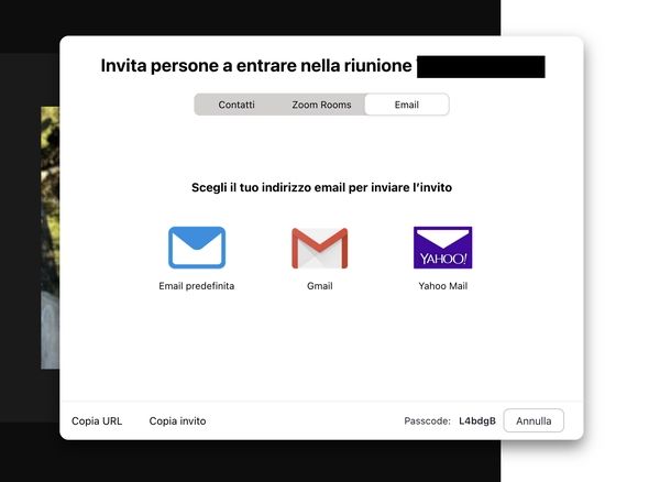 Creare link Zoom Web