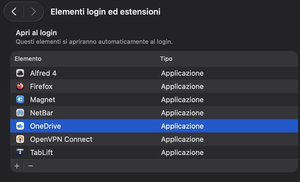 Disattivare avvio automatico OneDrive macOS