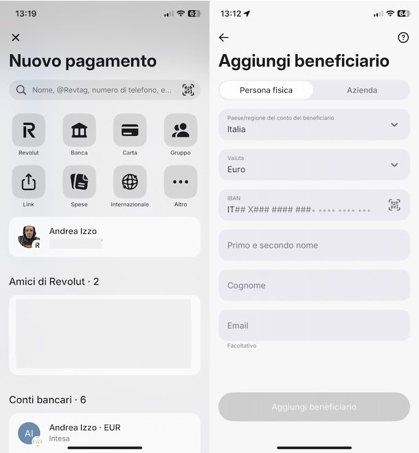 Fare bonifico SEPA con Revolut