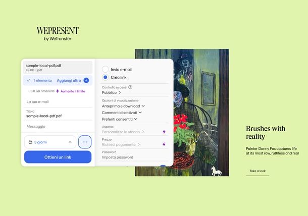 Creare link PDF WeTransfer
