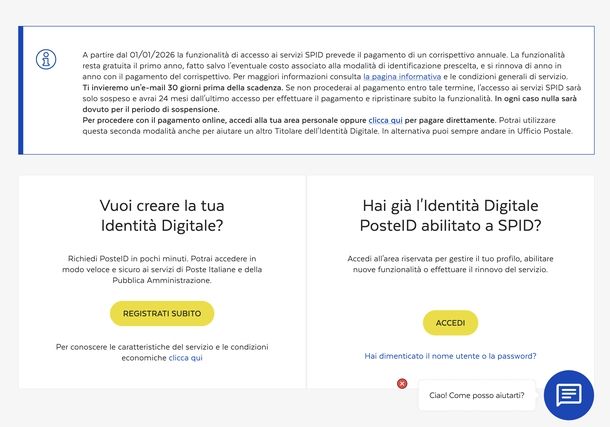 Vedere scadenza SPID Poste sito