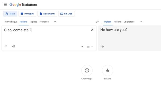 Tradurre testo con Google Traduttore Web