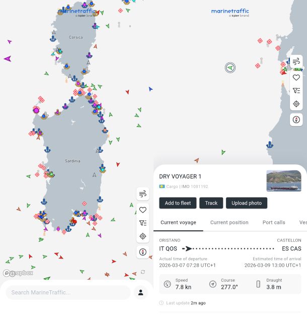 schermate app Marine Traffic
