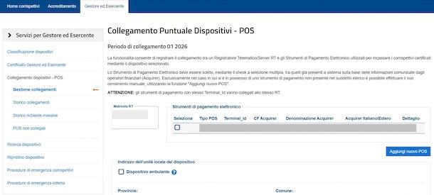 Collegare POS su AdE