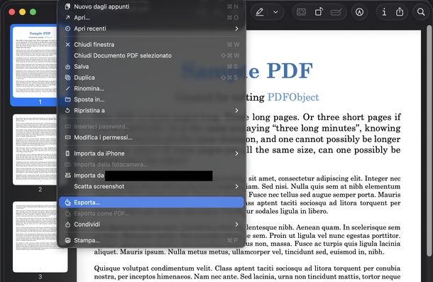 Ridurre dimensioni file PDF Anteprima macOS