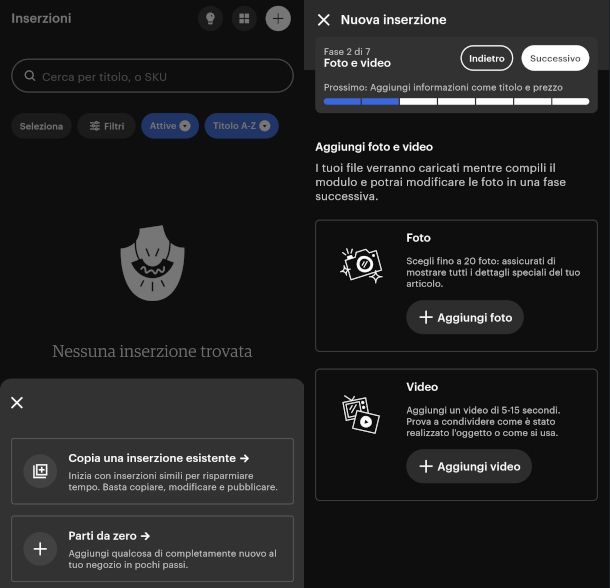 schermate app Etsy Seller