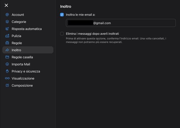 Inoltrare email iCloud su Gmail